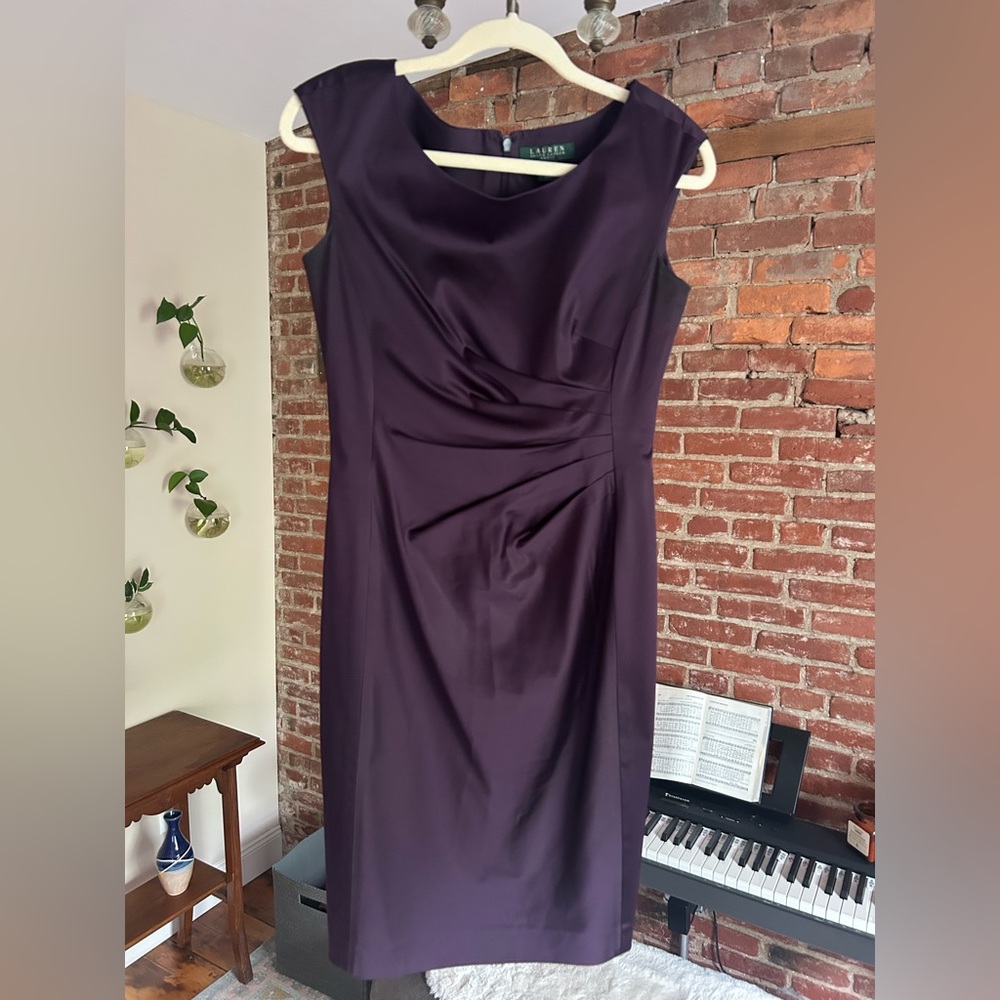 Ralph Lauren Purple Sheath Midi Dress with Scoop Neck